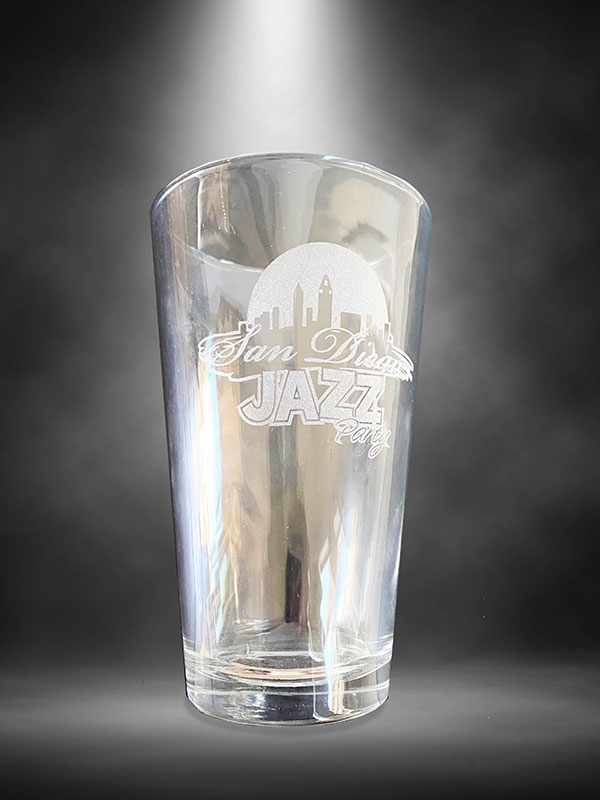 SDJP Etched Pint Glass
